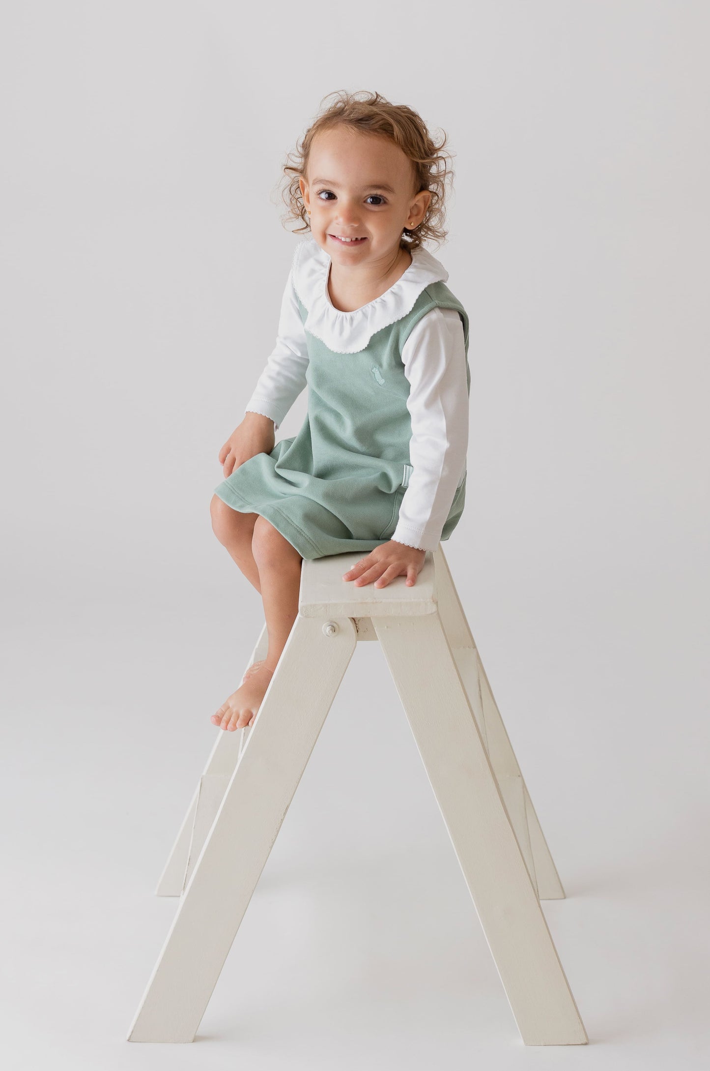 Body Manga Longa com Gola Babado Branco