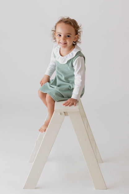 Body Manga Longa com Gola Babado Branco