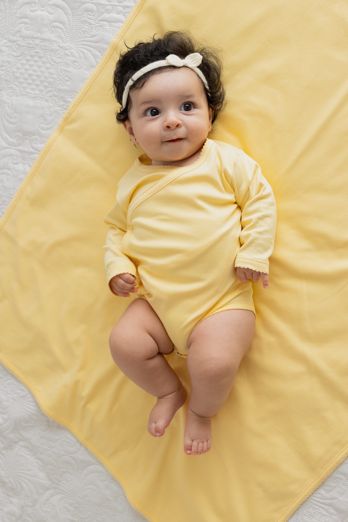 Body Kimono Manga Longa Amarelo
