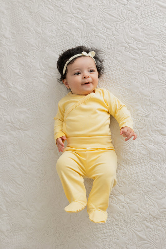Body Kimono Manga Longa Amarelo