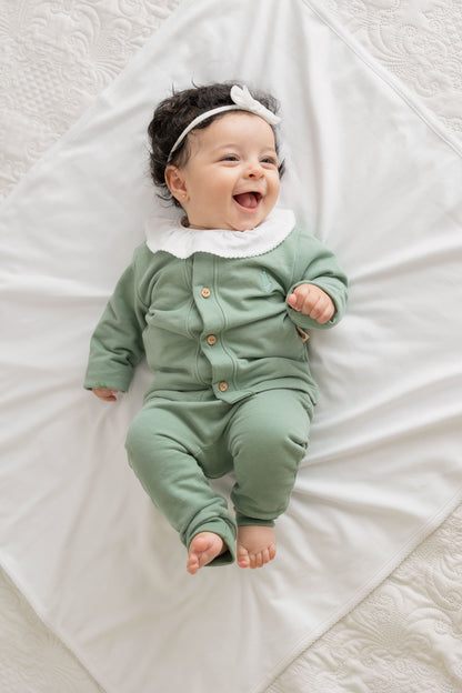 Body Manga Longa com Gola Babado Branco