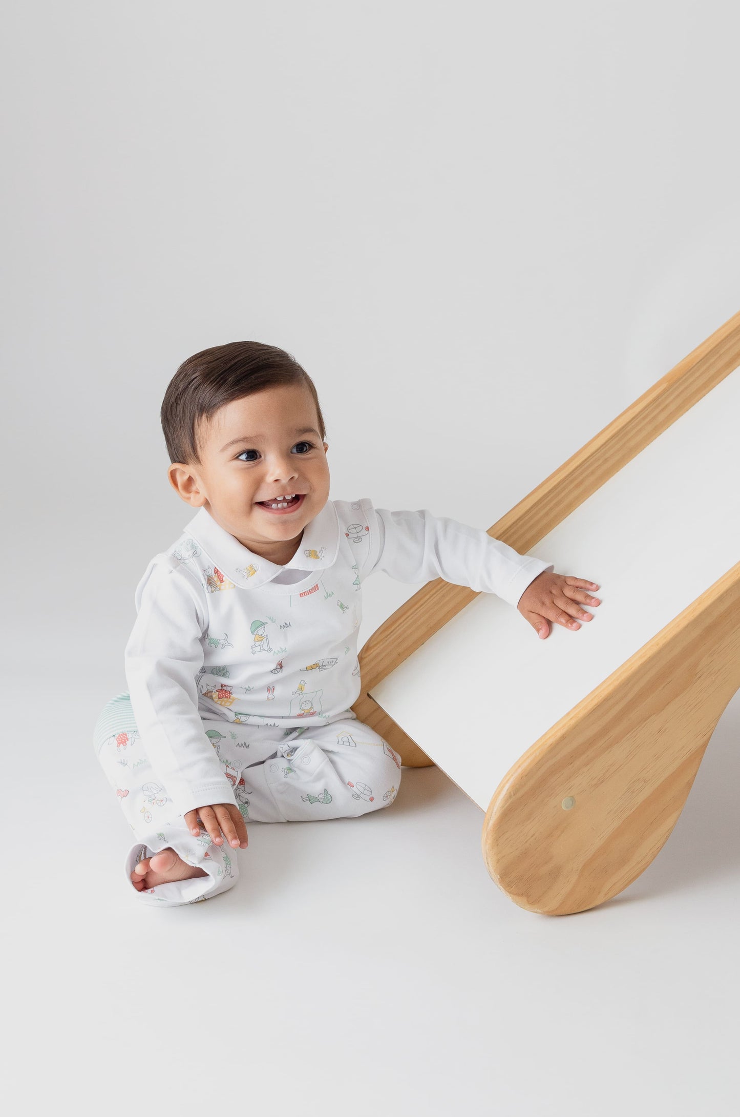 Body Branco Manga Longa com Gola Bebe com bordado de pássaro