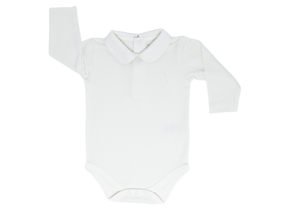 Body Manga Longa com Gola Bebe Off-white