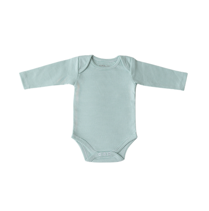 Body com gola americana e manga longa listrado verde