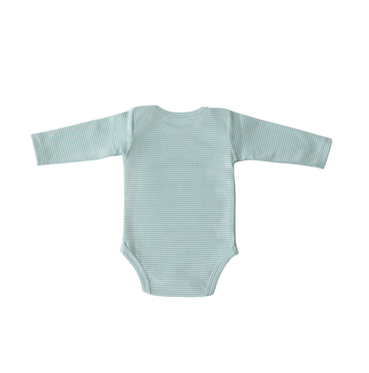 Body com gola americana e manga longa listrado verde