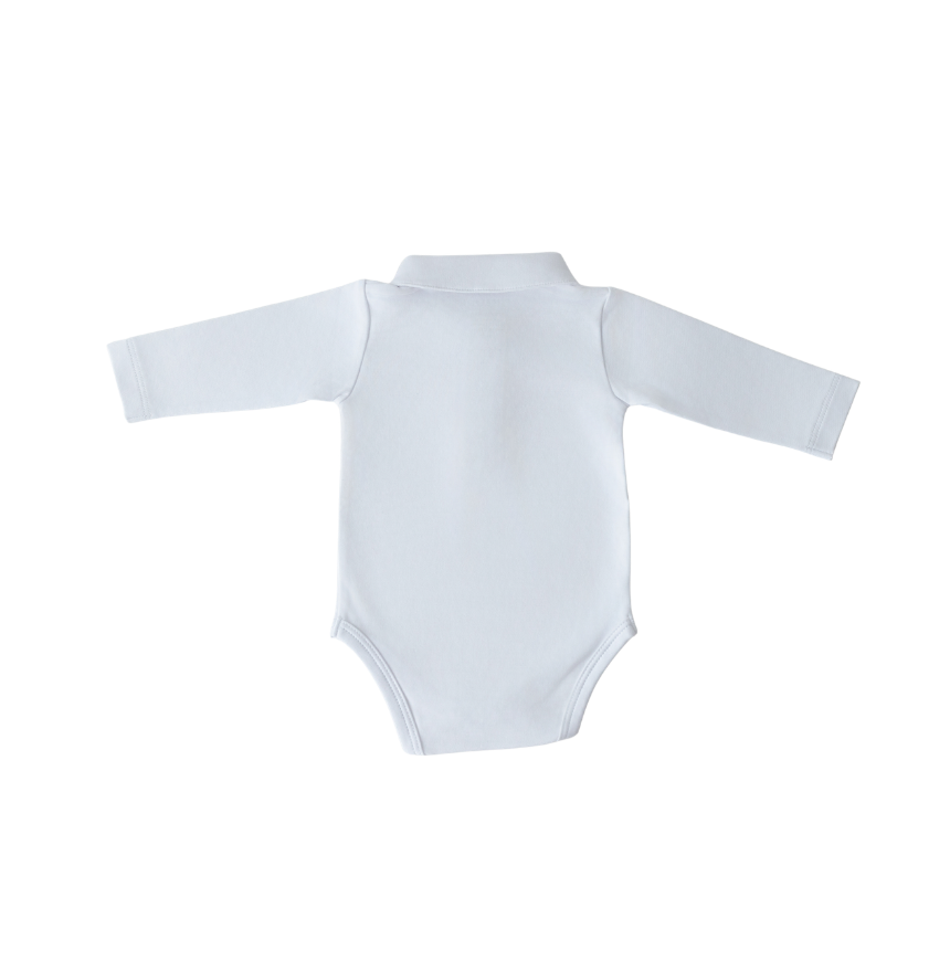 Body Branco Manga Longa com Gola Polo e botões