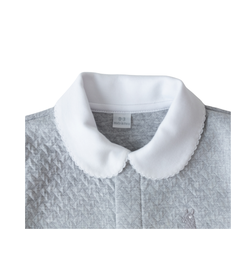 Macacão classico Jacquard com gola bebê com picueta